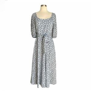 Boden Sophie Midi Blue Floral Dress Regency Bridgerton Cottage Core